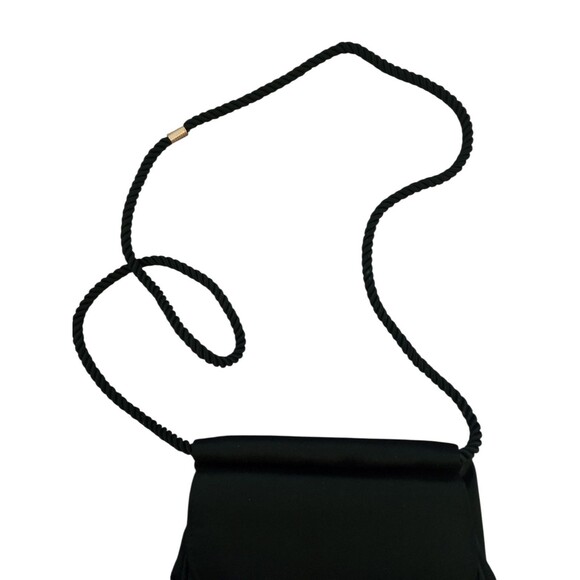 Bloomingdale’s Vintage Black Satin Evening Shoulder Bag Purse 80s 90s Formal - Picture 5 of 9